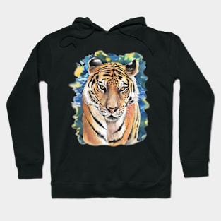 Tiger Watercolor with Background Hoodie